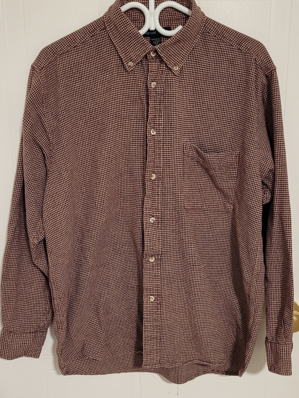 Men's Button-Down Long Sleeve Shirt in Brown Check